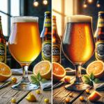 DALL·E 2023-12-23 11.21.13 - A photo that exemplifies the impact of post-processing in beer photography. The scene depicts a before and after comparison of a beer photograph. On t.png